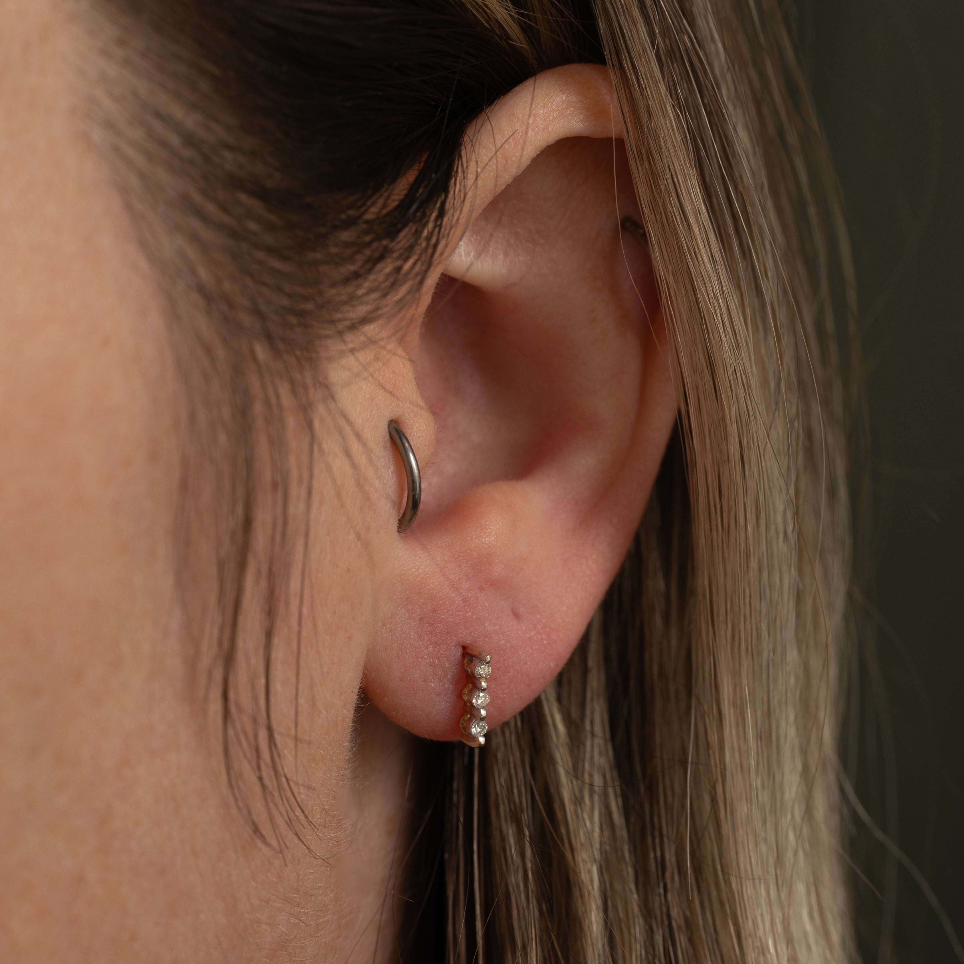 Diamond Column Stud Earrings