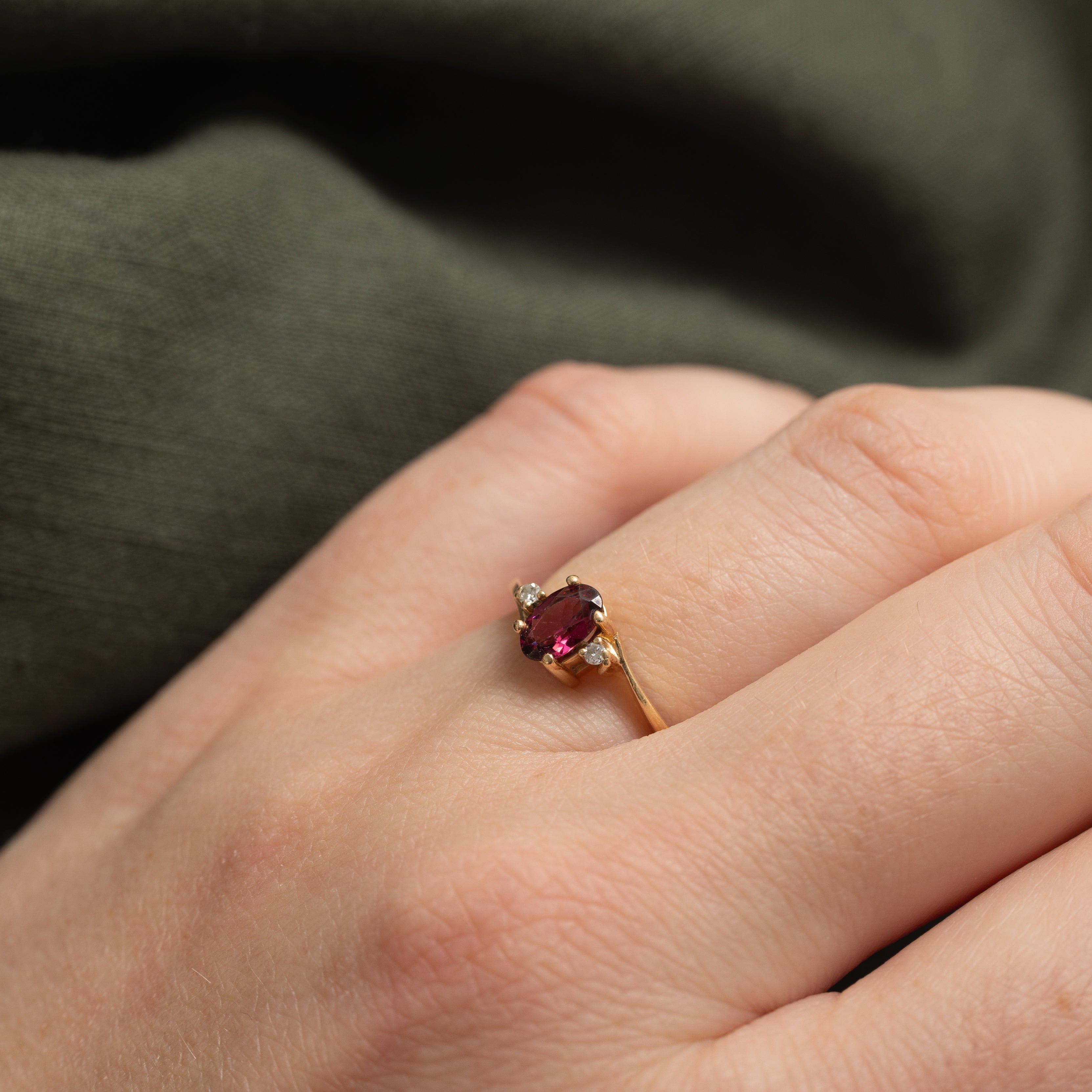 Rhodolite Garnet & Diamond Accented Bypass Ring | 0.50ct, 0.03ctw | SZ 5.75