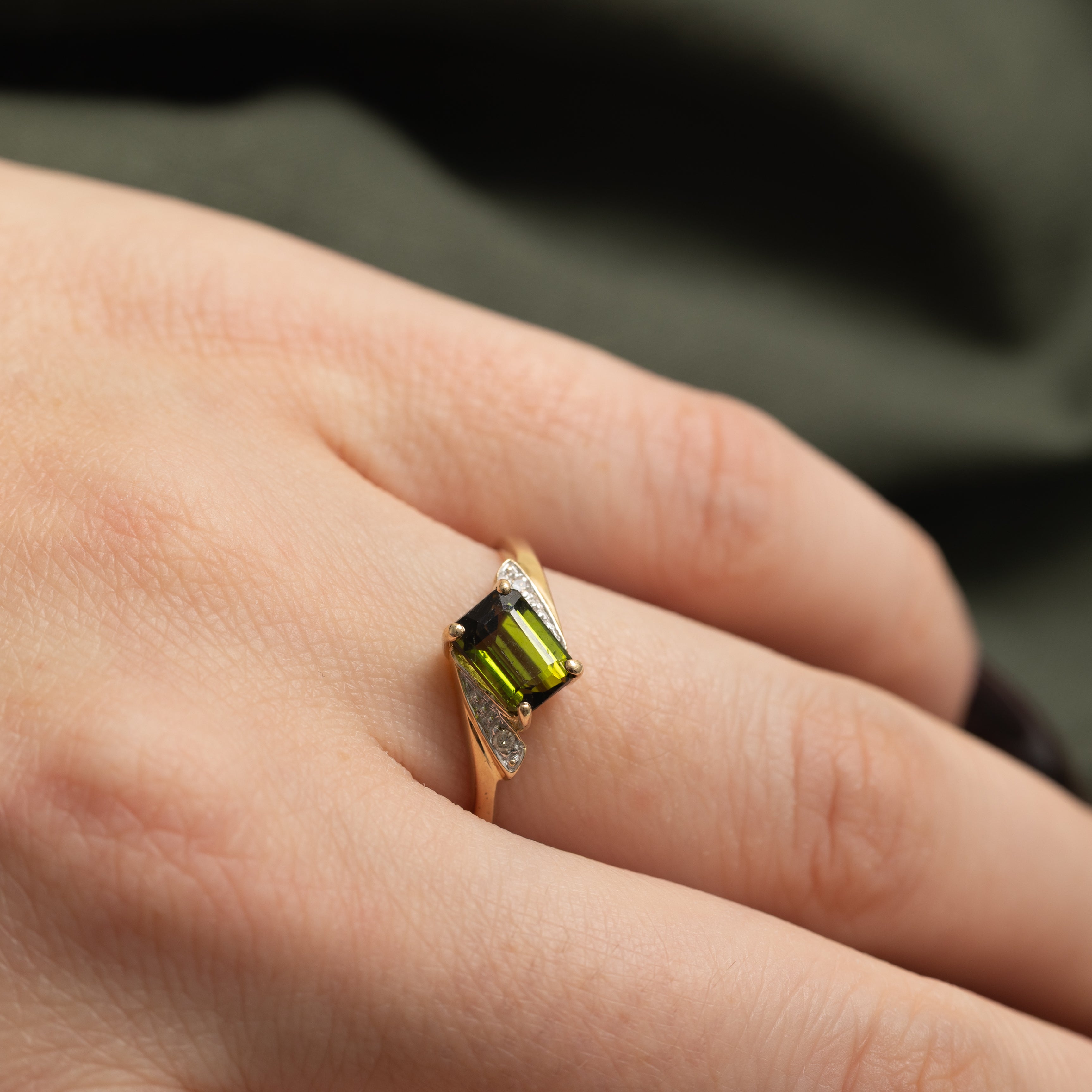 Diagonal Andalusite & Diamond Bypass Ring | 1.40ct, 0.02ctw | SZ 7