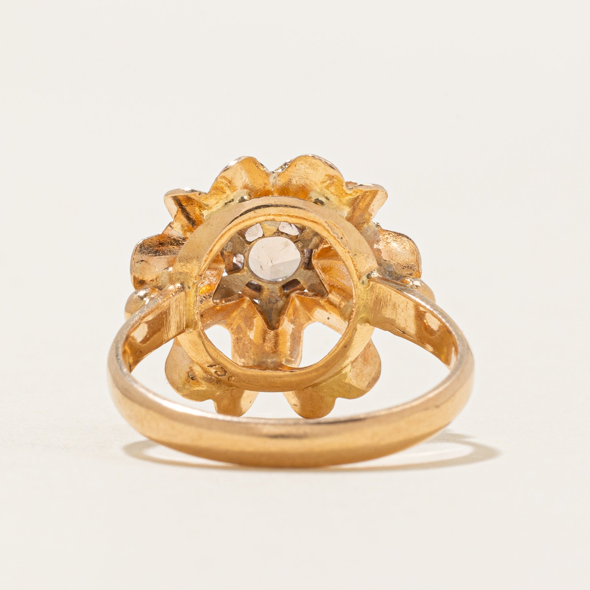 18k Solitaire Imperial Topaz Floral Cocktail Ring | 0.46ct | SZ 7.25