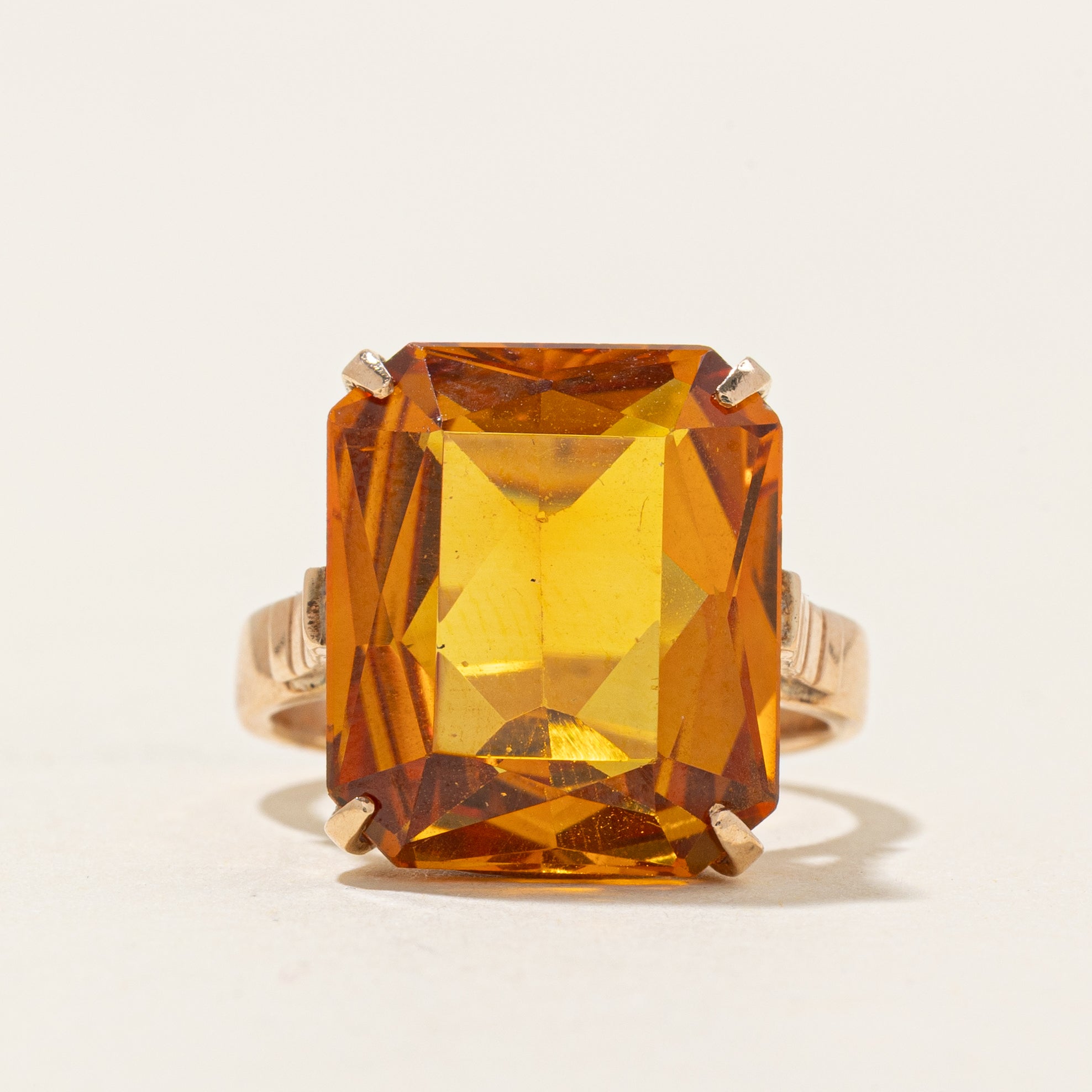 Radiant Cut Synthetic Orange Sapphire Cocktail Ring | 13.00ct | SZ 5