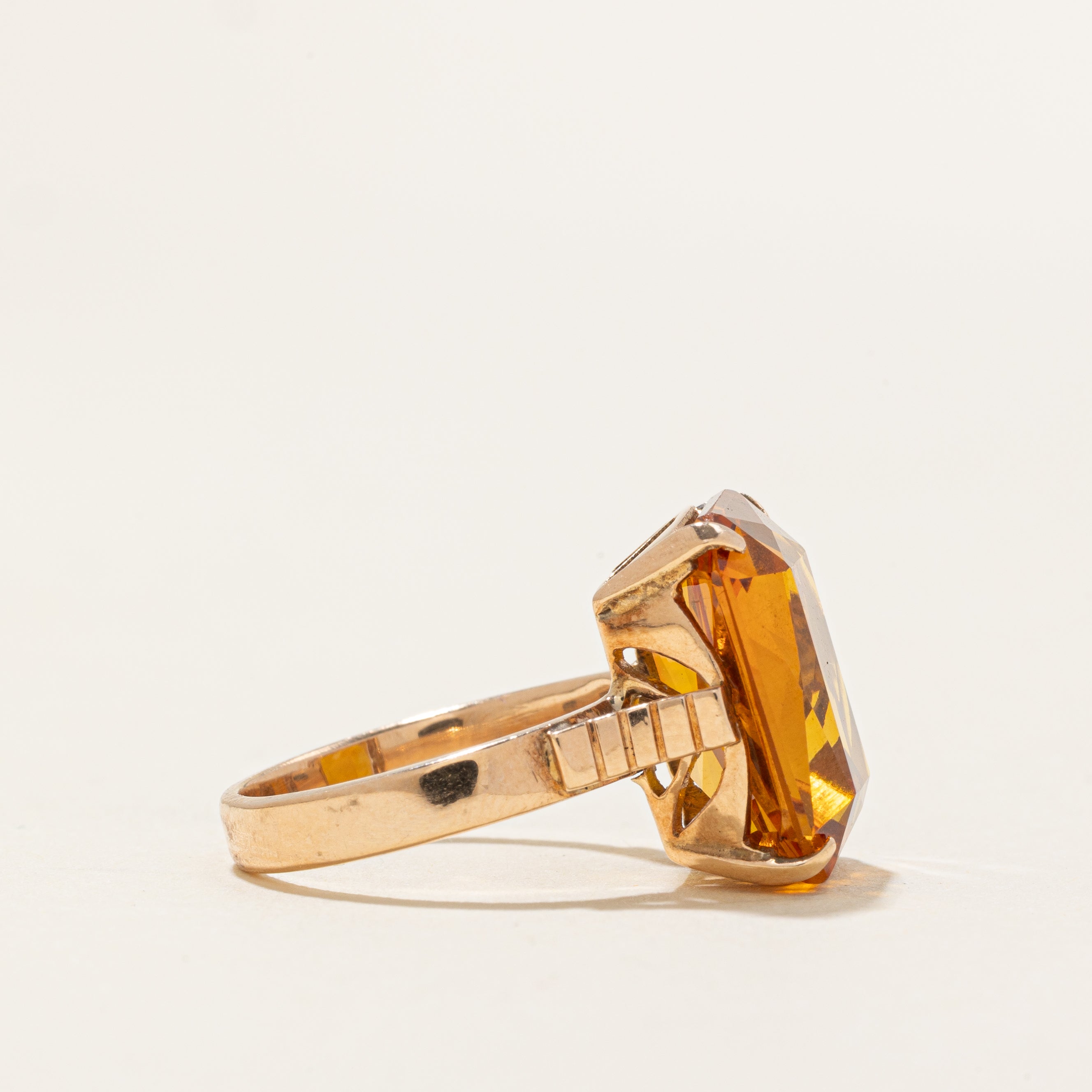 Radiant Cut Synthetic Orange Sapphire Cocktail Ring | 13.00ct | SZ 5