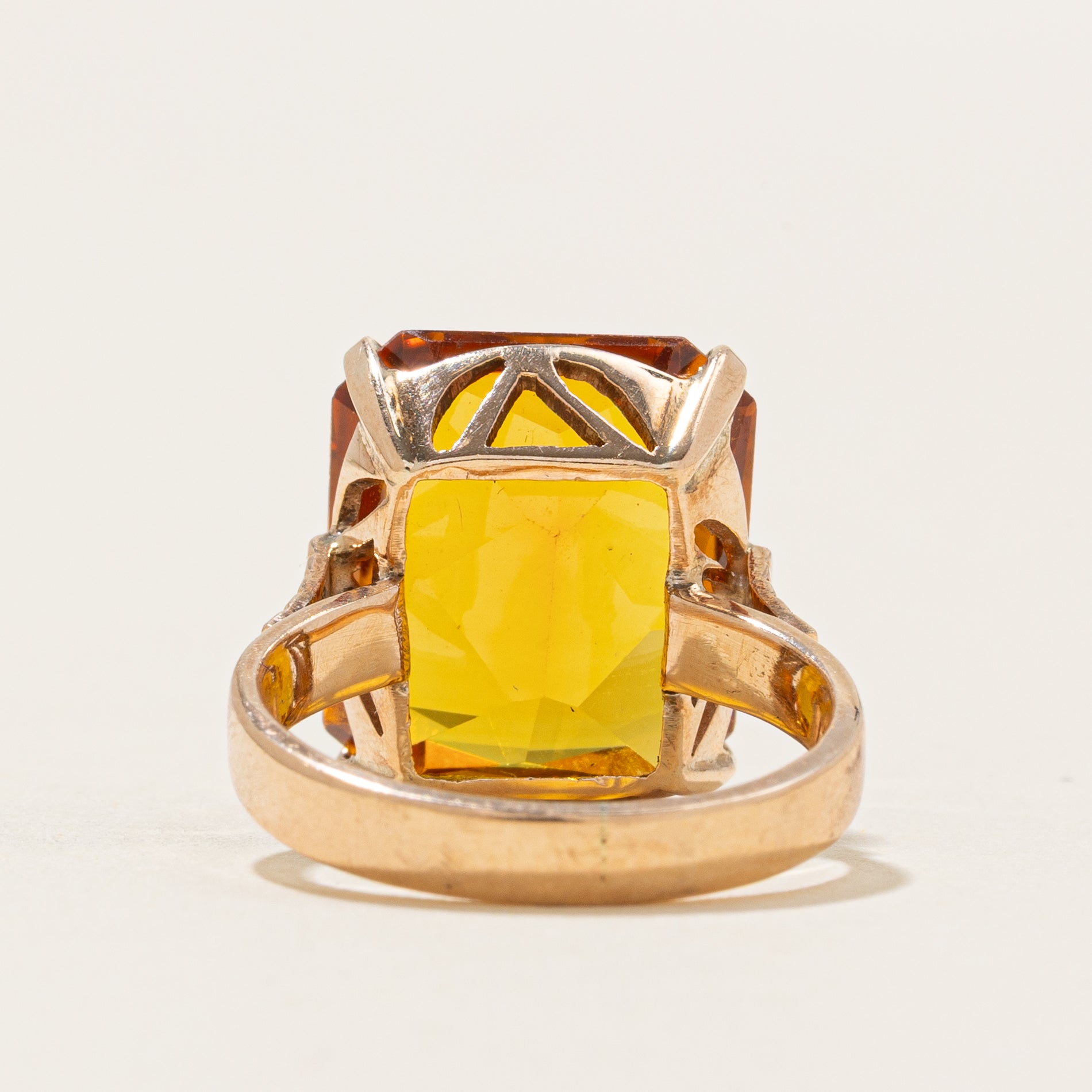 Radiant Cut Synthetic Orange Sapphire Cocktail Ring | 13.00ct | SZ 5