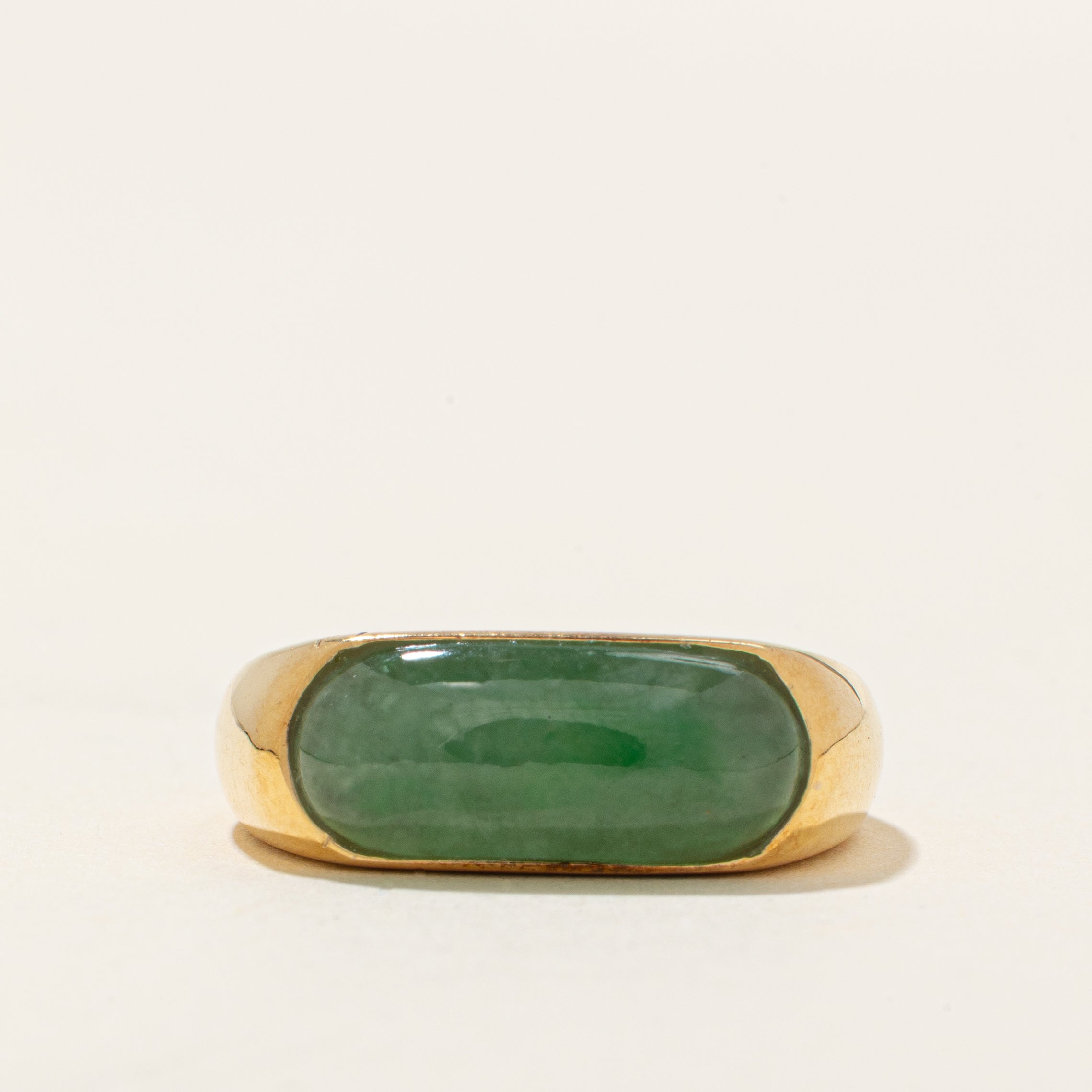 18k Solitaire East West Jadeite Ring | 3.25ct | SZ 5.75