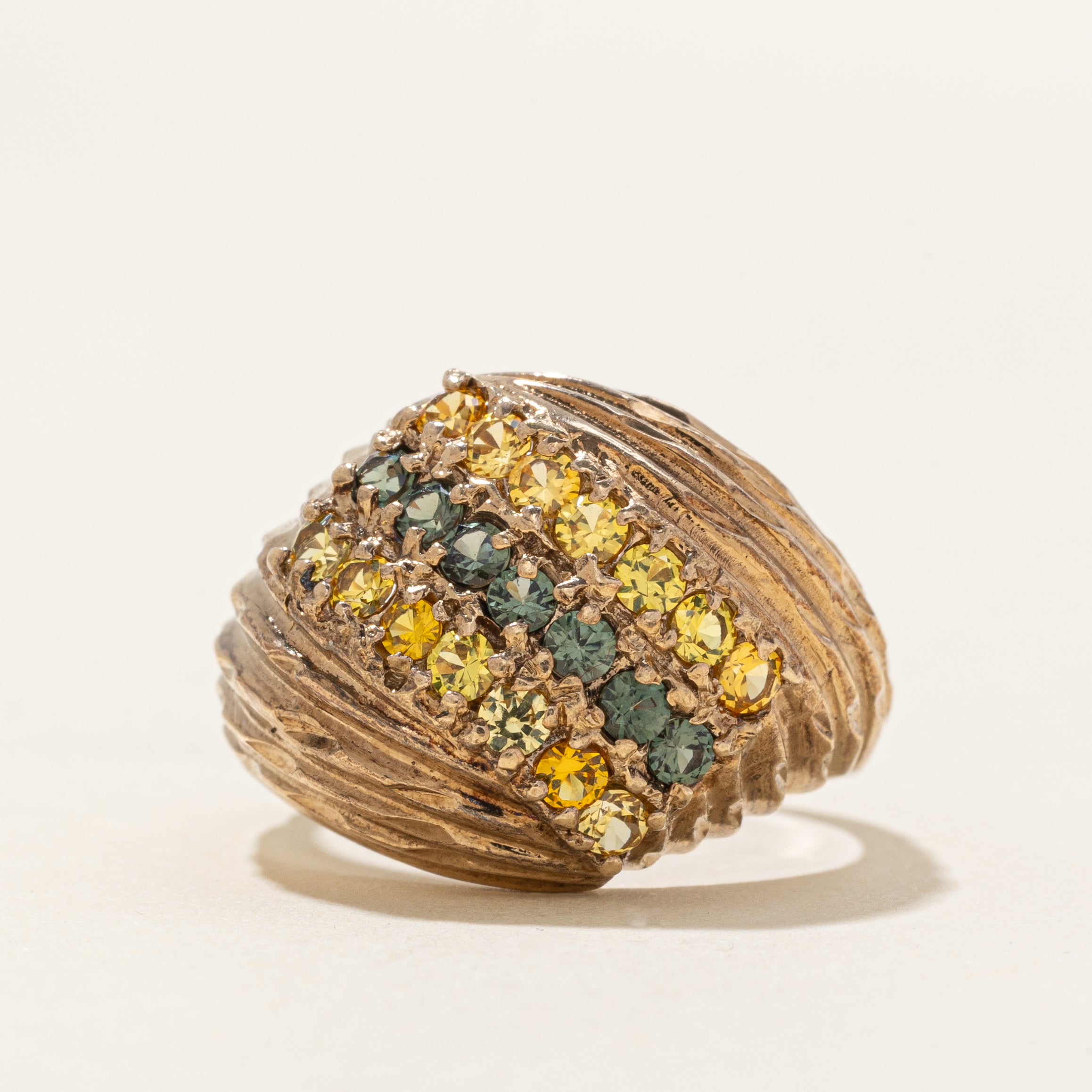 Diagonal Synthetic Spinel & Synthetic Sapphire Dome Ring | 1.00ctw | SZ 8