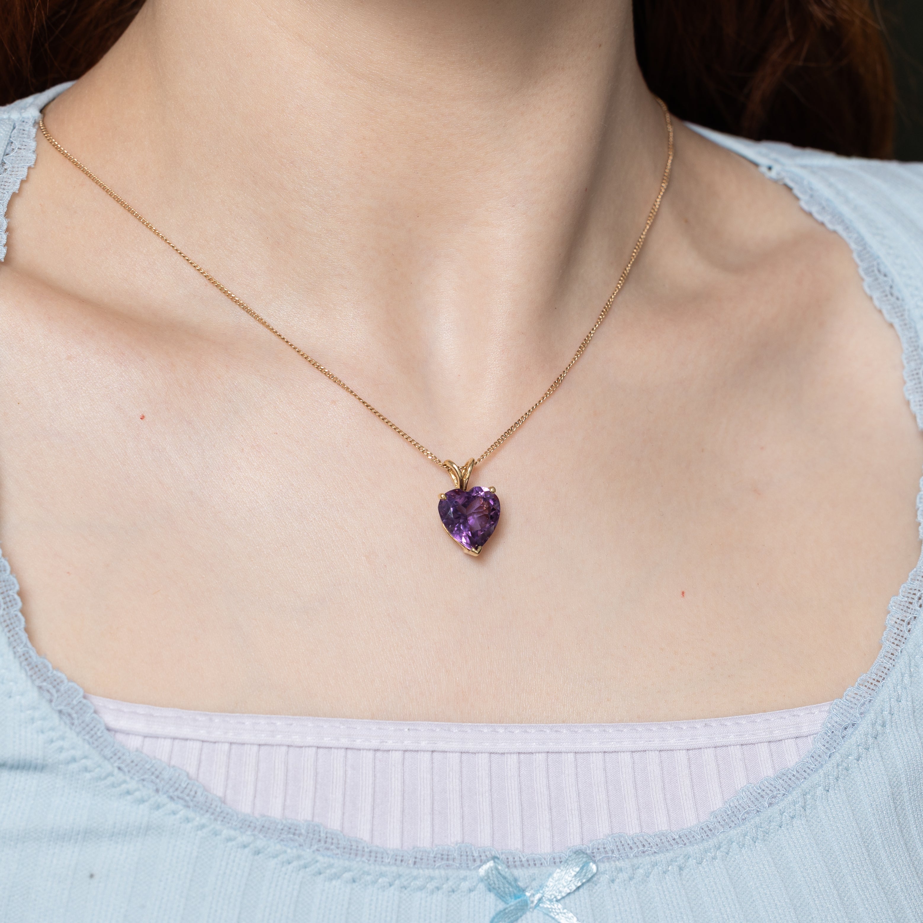 Basket Set Heart Cut Amethyst Pendant | 6.50ct