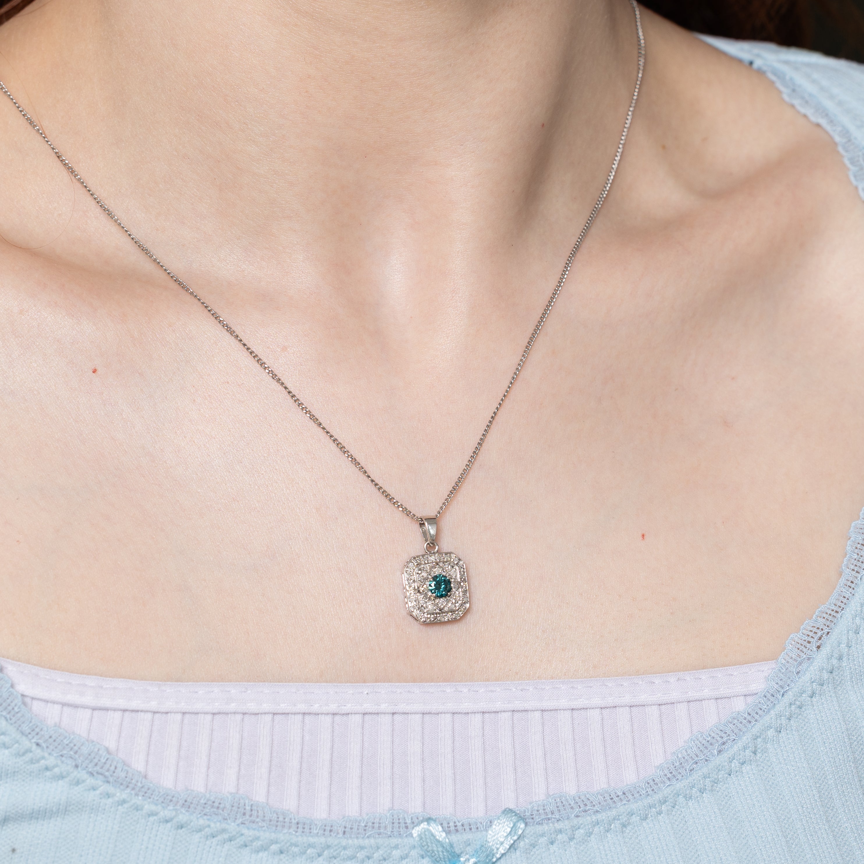 Blue & White Diamond Ornate Pendant | 0.58ctw