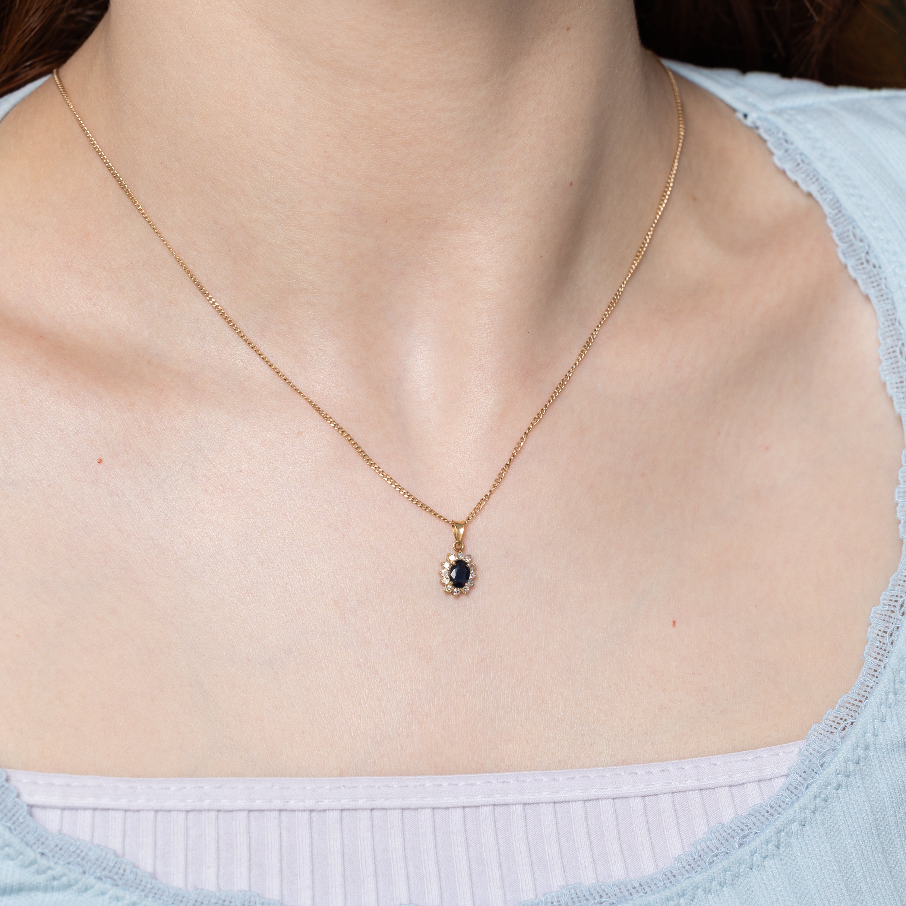 Sapphire & Diamond Petal Pendant | 0.50ct, 0.12ctw