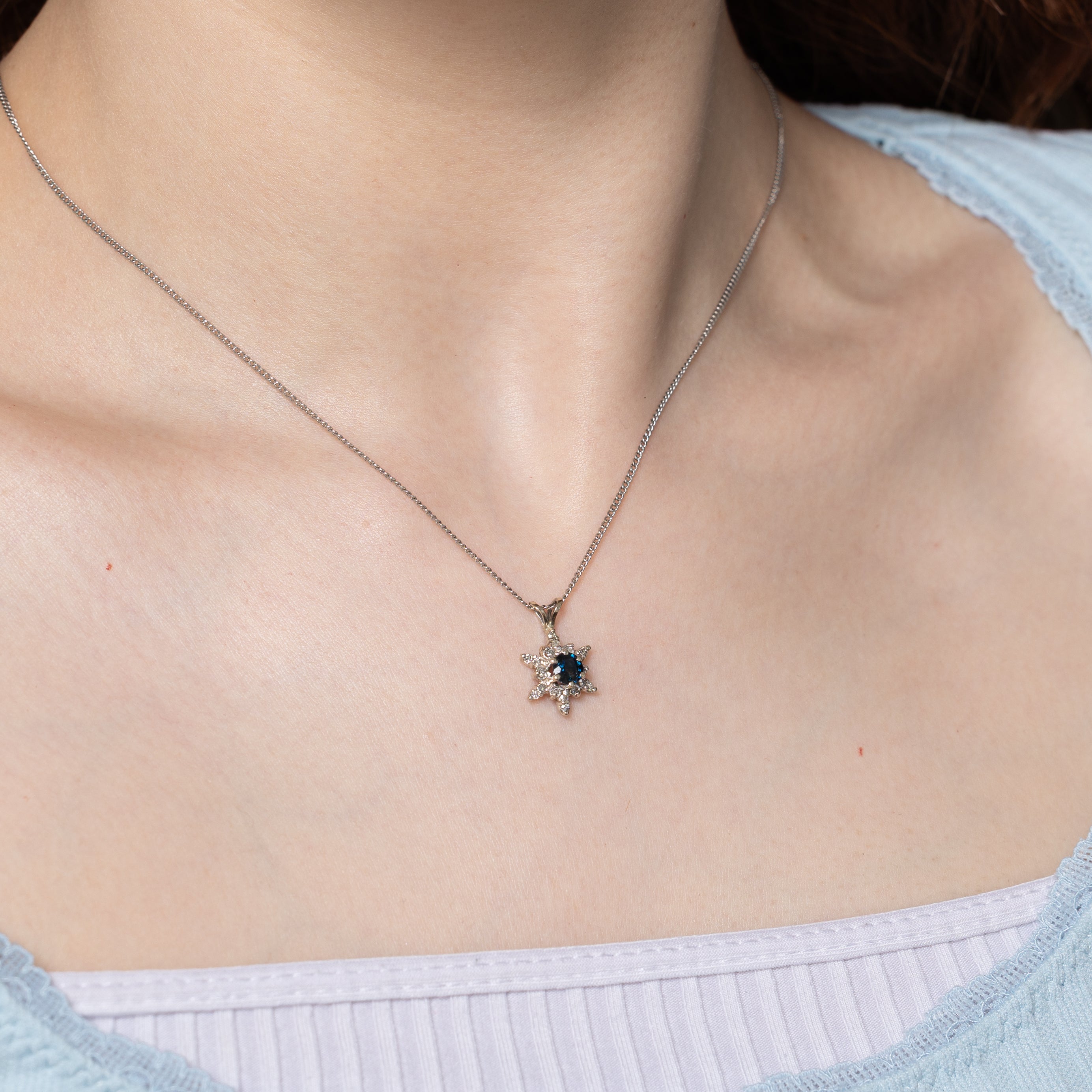 Sapphire & Diamond Petal Pendant | 0.52ct, 0.18ctw