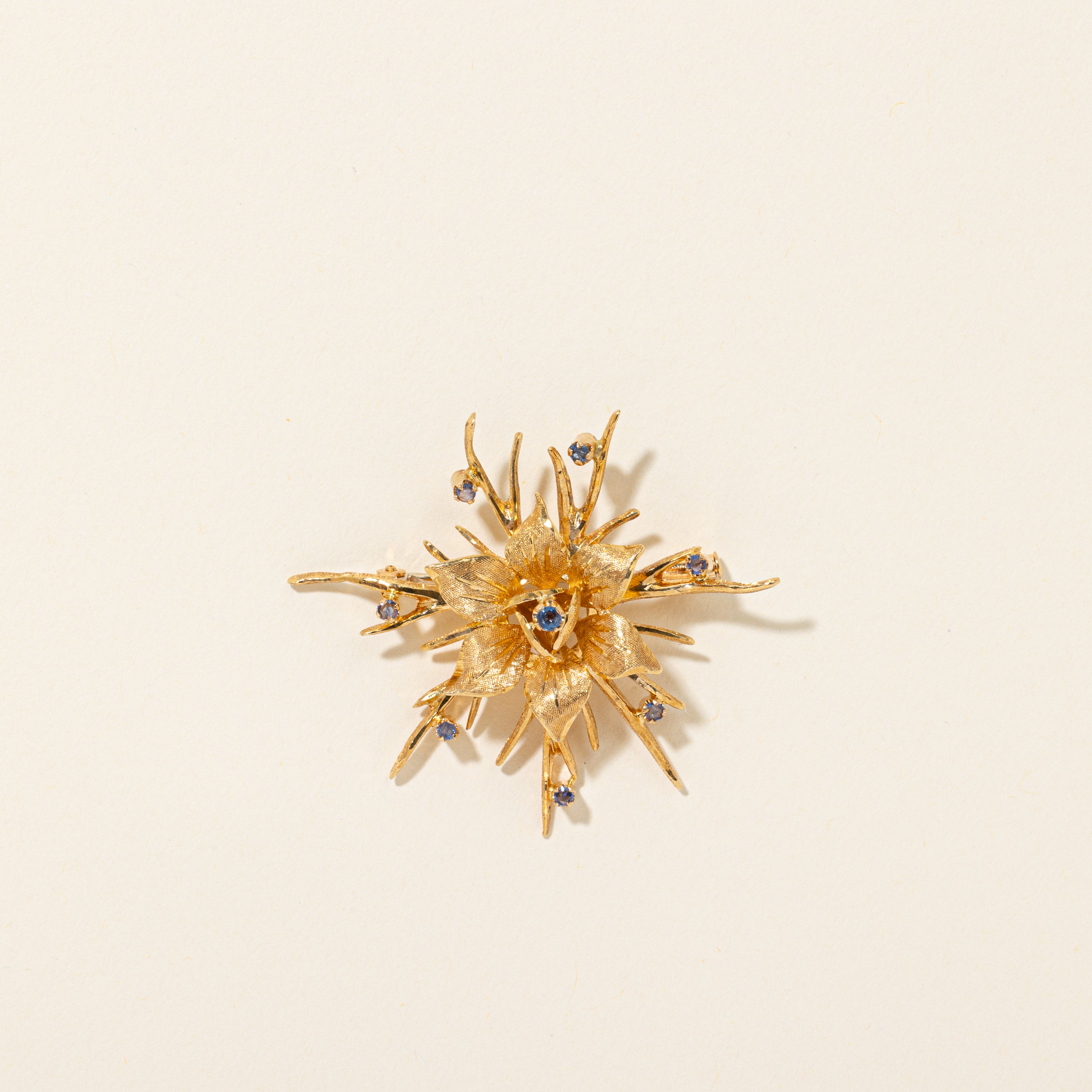 18k Sapphire Daffodil Flower Brooch | 0.40ctw