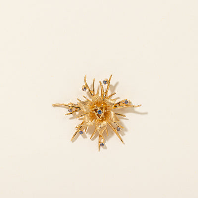 18k Sapphire Daffodil Flower Brooch | 0.40ctw