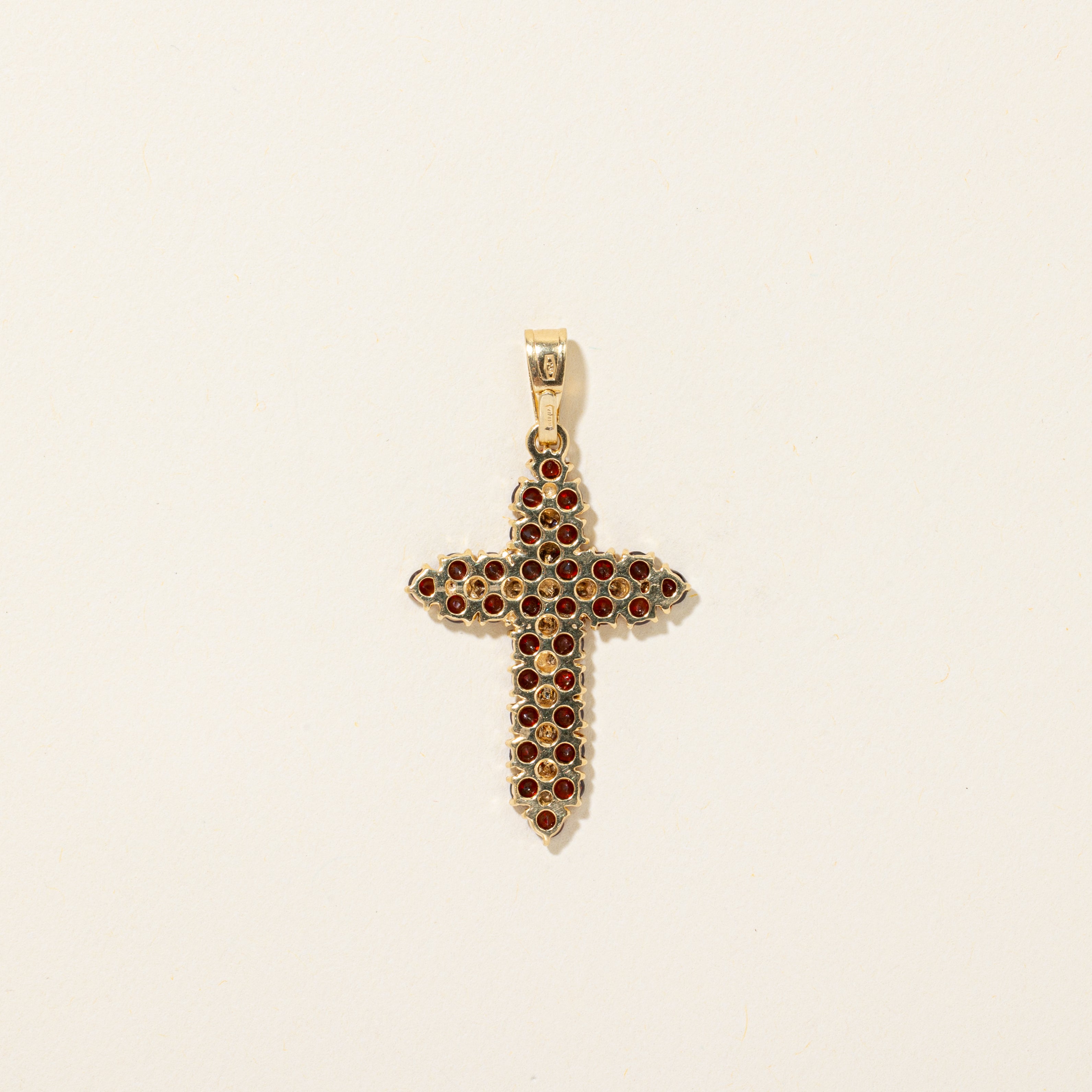 18k Pave Set Garnet Cross Pendant | 1.80ctw