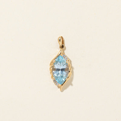 Marquise Cut Blue Topaz & Diamond Pendant | 4.00ct, 0.05ctw
