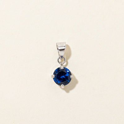 Basket Set Synthetic Sapphire Pendant | 0.72ct