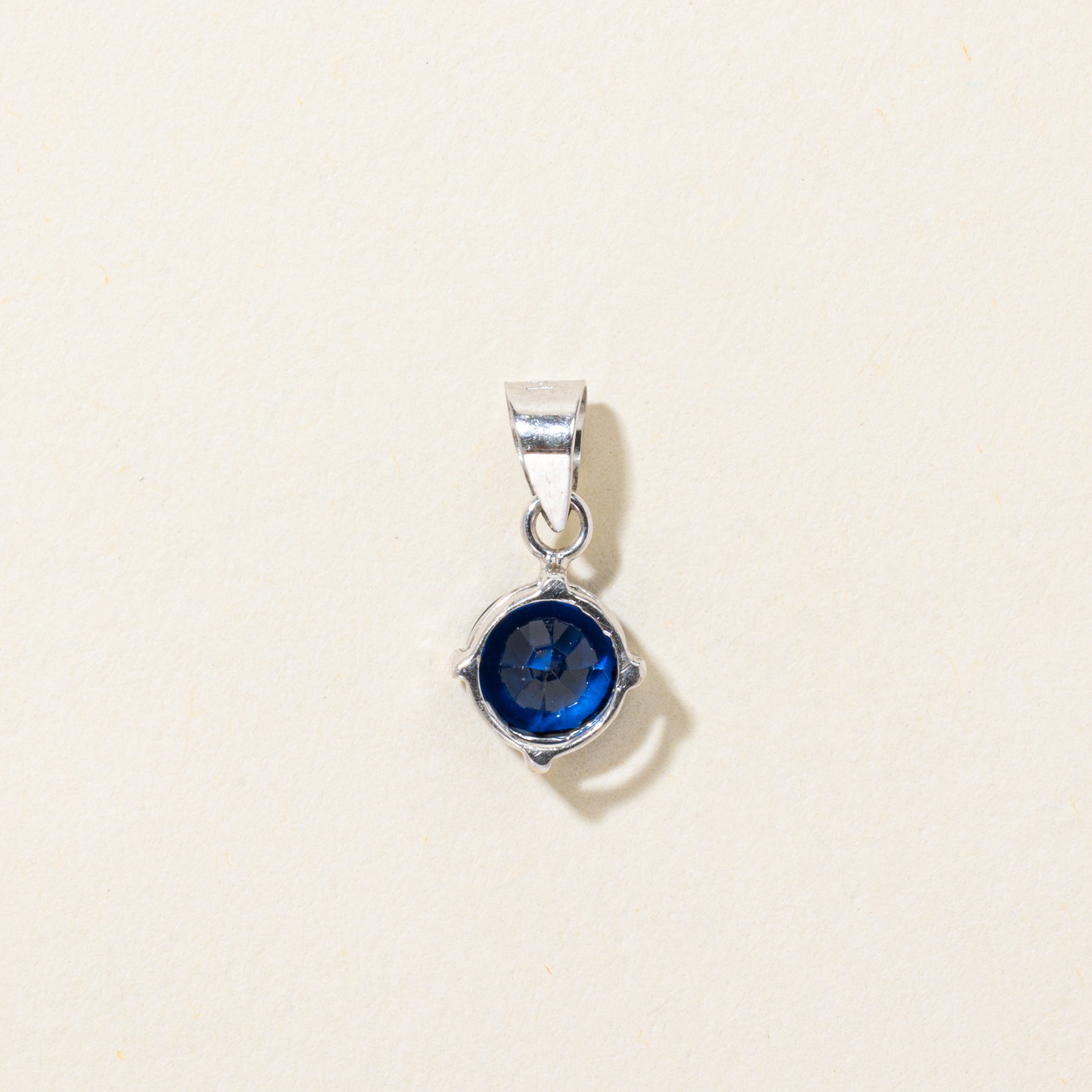 Basket Set Synthetic Sapphire Pendant | 0.72ct