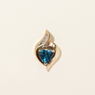 Heart Cut Blue Topaz & Diamond Pendant | 2.00ct, 0.03ctw