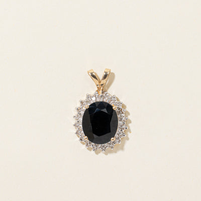 Two-Tone Sapphire & Diamond Halo Pendant | 7.00ct, 0.20ctw