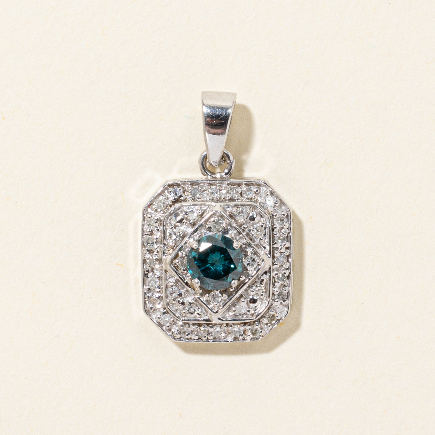 Blue & White Diamond Ornate Pendant | 0.58ctw