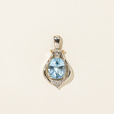 Blue Topaz & Diamond Pear Shaped Pendant | 6.00ct, 0.14ctw
