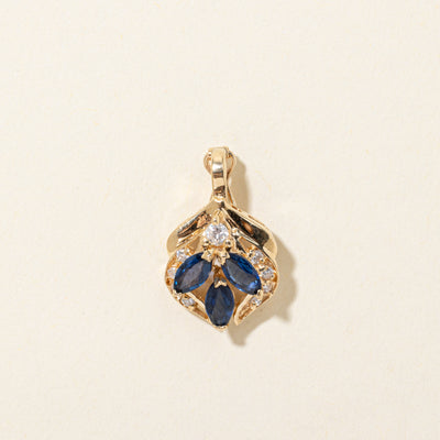 Marquise Cut Sapphire & Diamond Openwork Pendant | 0.66ctw, 0.13ctw