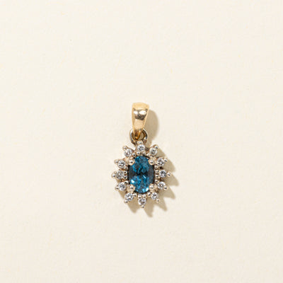 Blue Topaz & Diamond Petal Pendant | 0.50ct, 0.12ctw