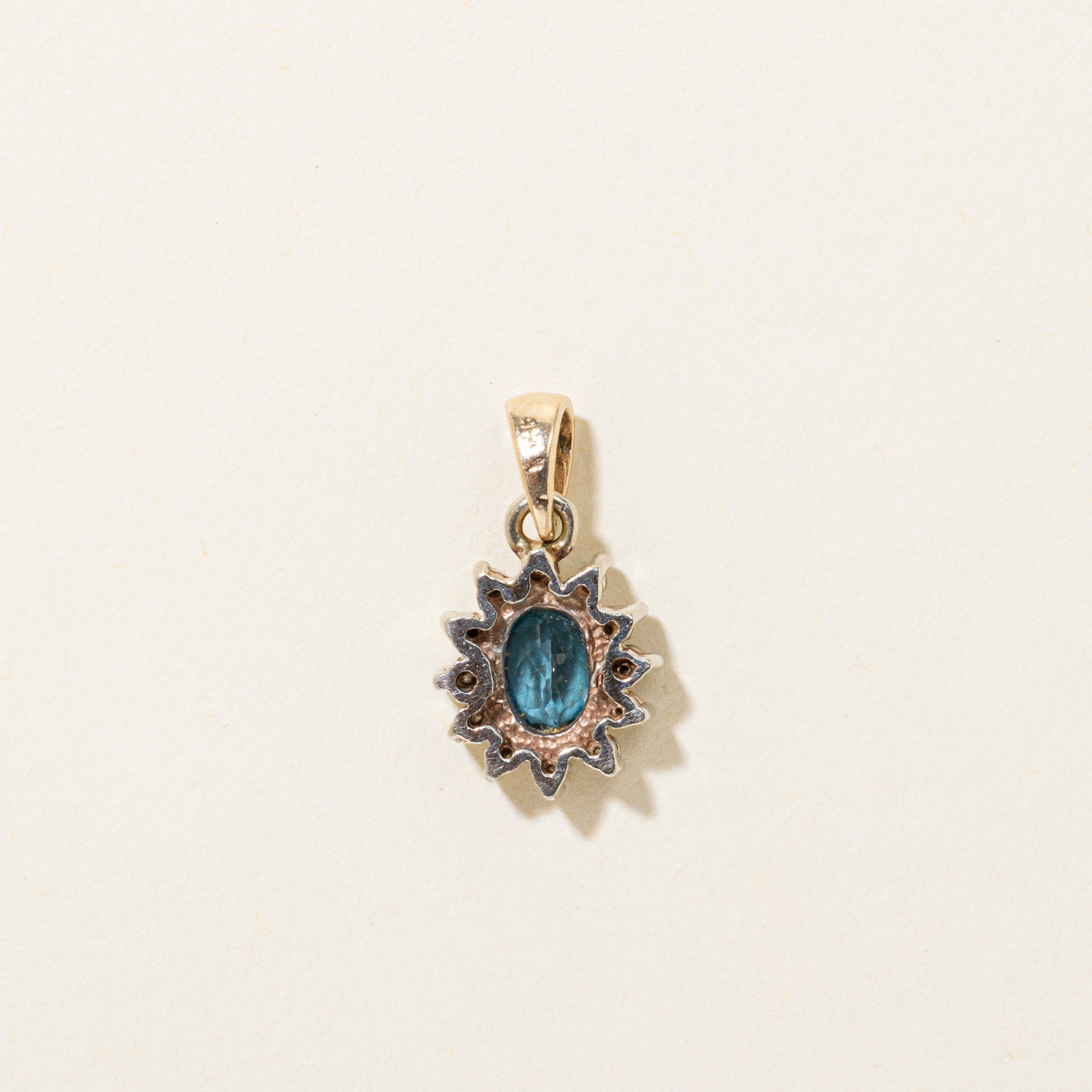 Blue Topaz & Diamond Petal Pendant | 0.50ct, 0.12ctw