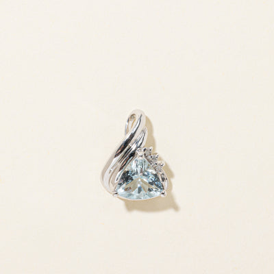 Trillion Cut Aquamarine & Diamond Grooved Pendant | 1.50ct, 0.03ctw