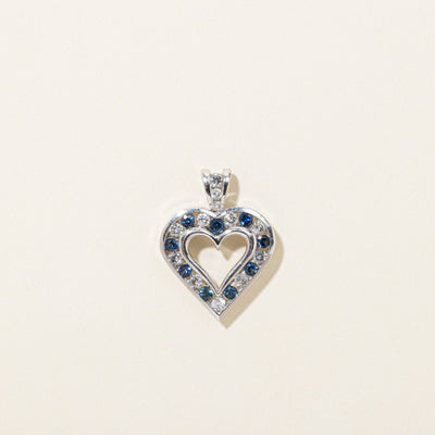 Channel Set Sapphire & Diamond Open Heart Pendant | 0.30ctw, 0.32ctw