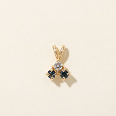 Three-Stone Sapphire & Diamond Pendant | 0.22ctw, 0.10ct