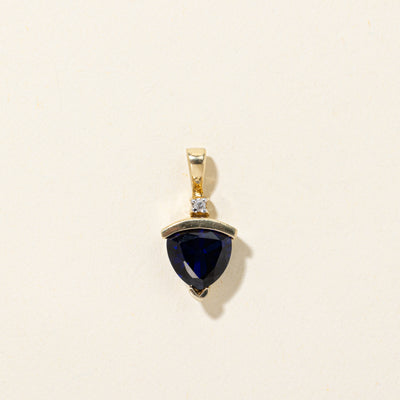 Trillion Cut Synthetic Sapphire & Diamond Pendant | 2.00ct, 0.01ct