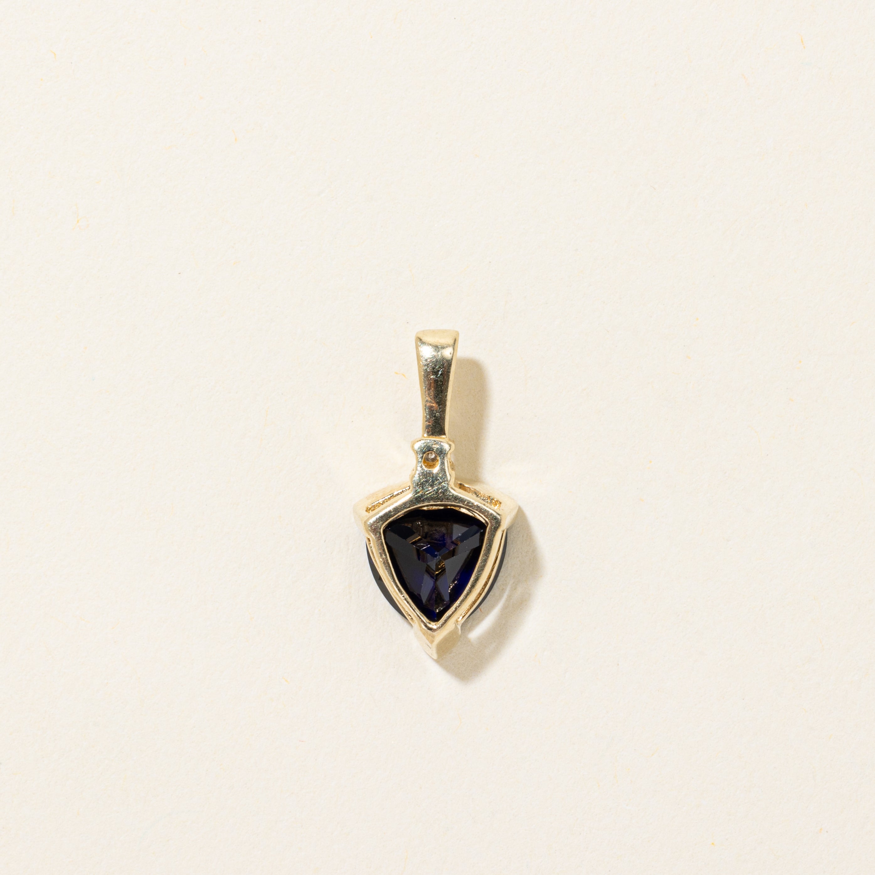Trillion Cut Synthetic Sapphire & Diamond Pendant | 2.00ct, 0.01ct
