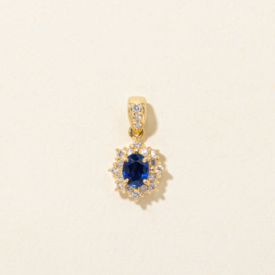 Sapphire & Diamond Halo Pendant | 0.37ct, 0.13ctw