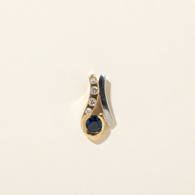 18k Two-Tone Flush Set Sapphire & Diamond Waterfall Pendant | 0.60ct, 0.10ctw