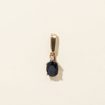Oval Cut Sapphire & Diamond Pendant | 1.10ct, 0.02ct