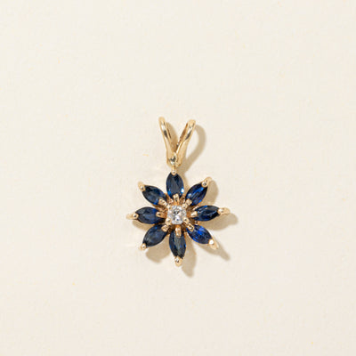 Sapphire & Diamond Petal Pendant | 0.55ctw, 0.04ct