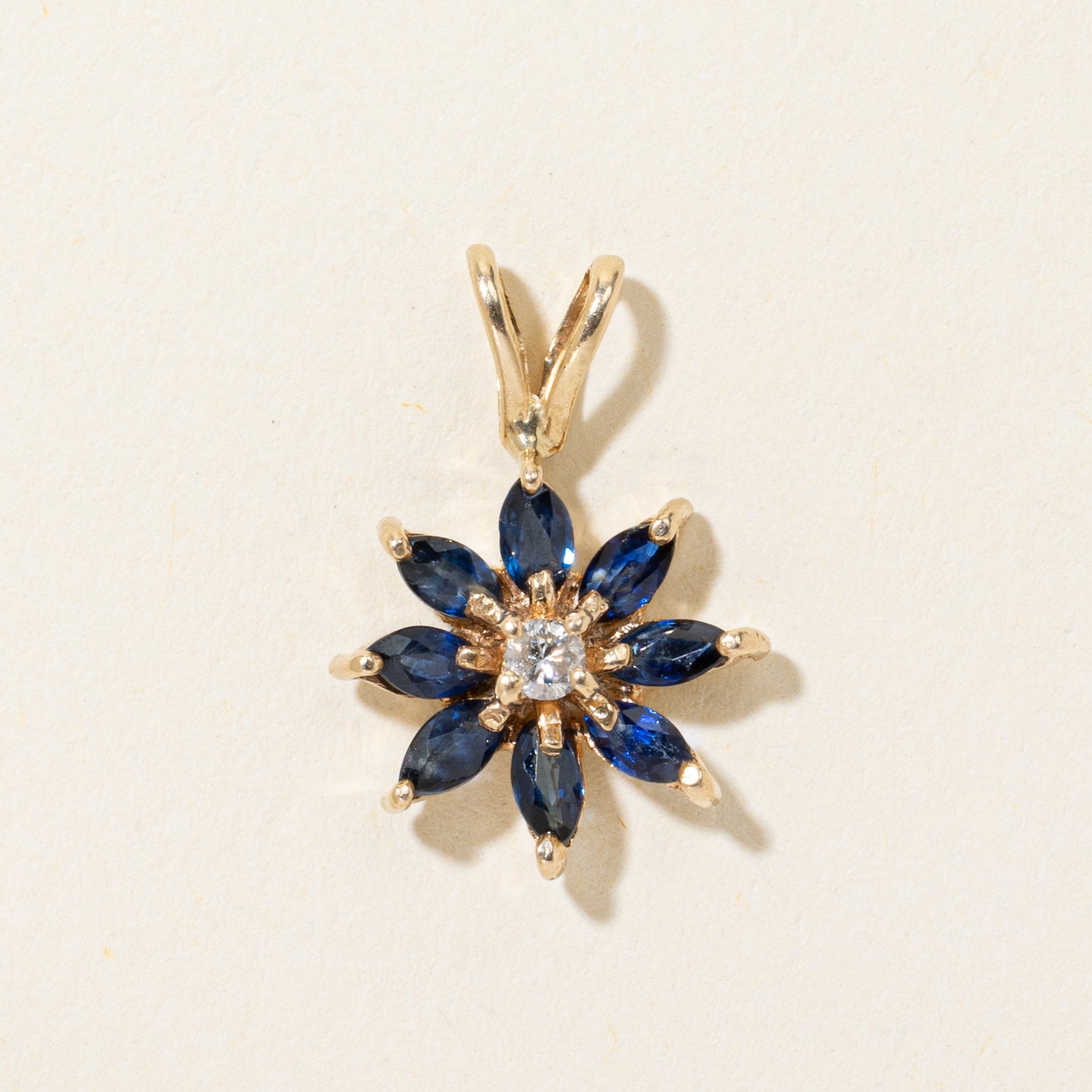 Sapphire & Diamond Petal Pendant | 0.55ctw, 0.04ct