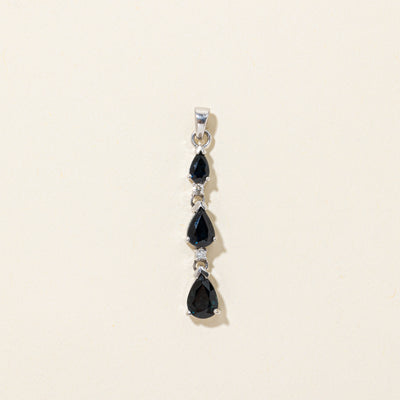 Pear Cut Sapphire & Diamond Drop Pendant | 1.50ctw, 0.04ctw