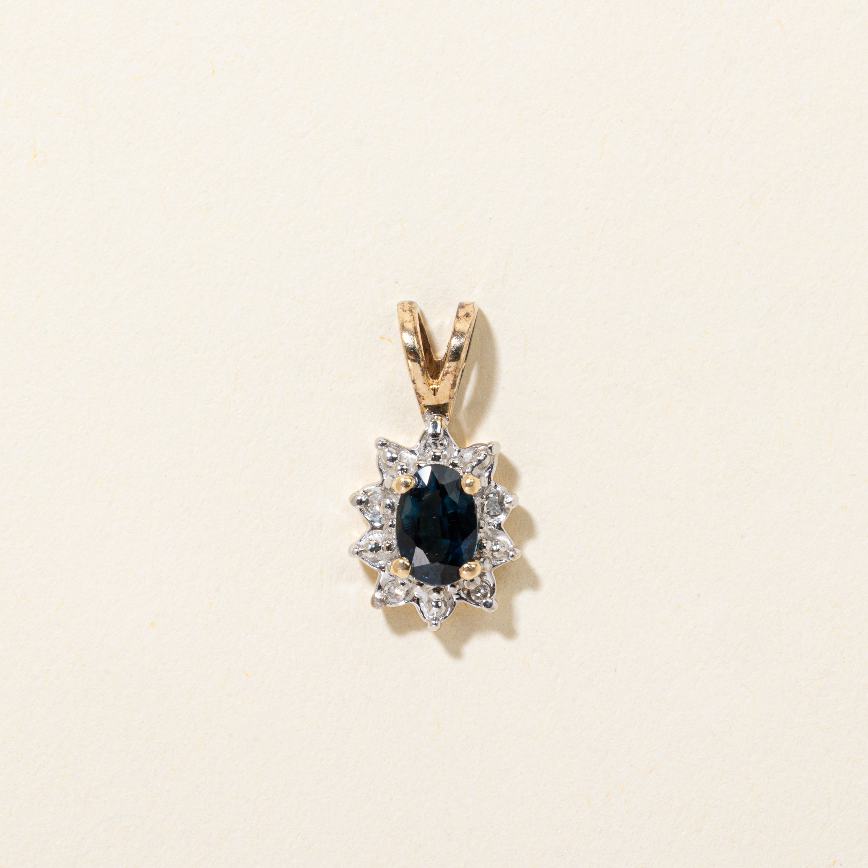 Oval Cut Sapphire & Diamond Petal Pendant | 0.60ct, 0.02ctw