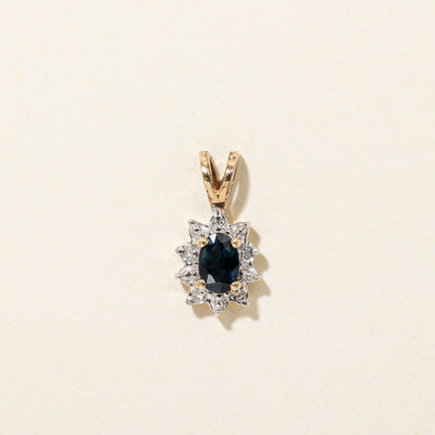 Oval Cut Sapphire & Diamond Petal Pendant | 0.60ct, 0.02ctw