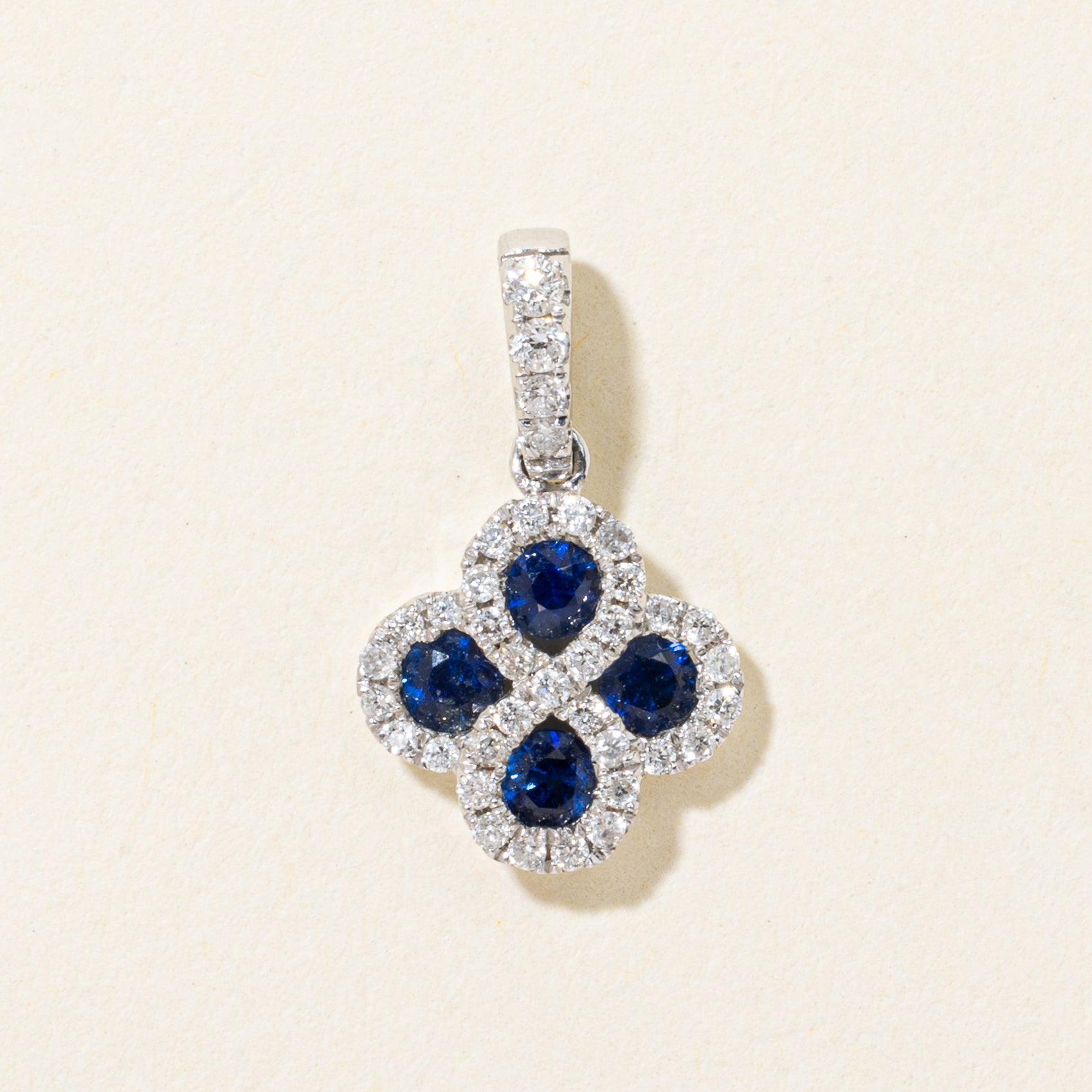 Sapphire & Diamond Clover Pendant | 0.25ctw, 0.18ctw