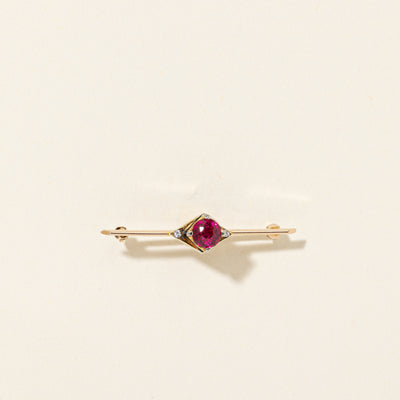 Synthetic Ruby & Diamond Brooch | 1.03ct, 0.01ctw