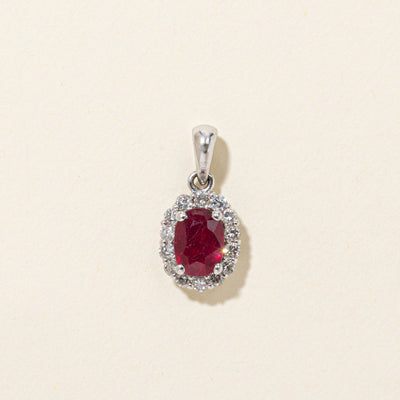 Ruby & Diamond Halo Pendant | 1.00ct, 0.28ctw