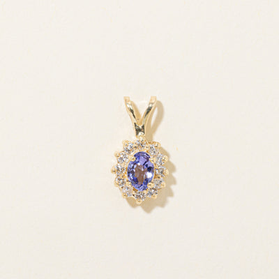 Tanzanite & Diamond Halo Pendant | 0.20ct, 0.24ctw