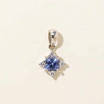 Princess Cut Tanzanite & Diamond Pendant | 0.50ct, 0.08ctw