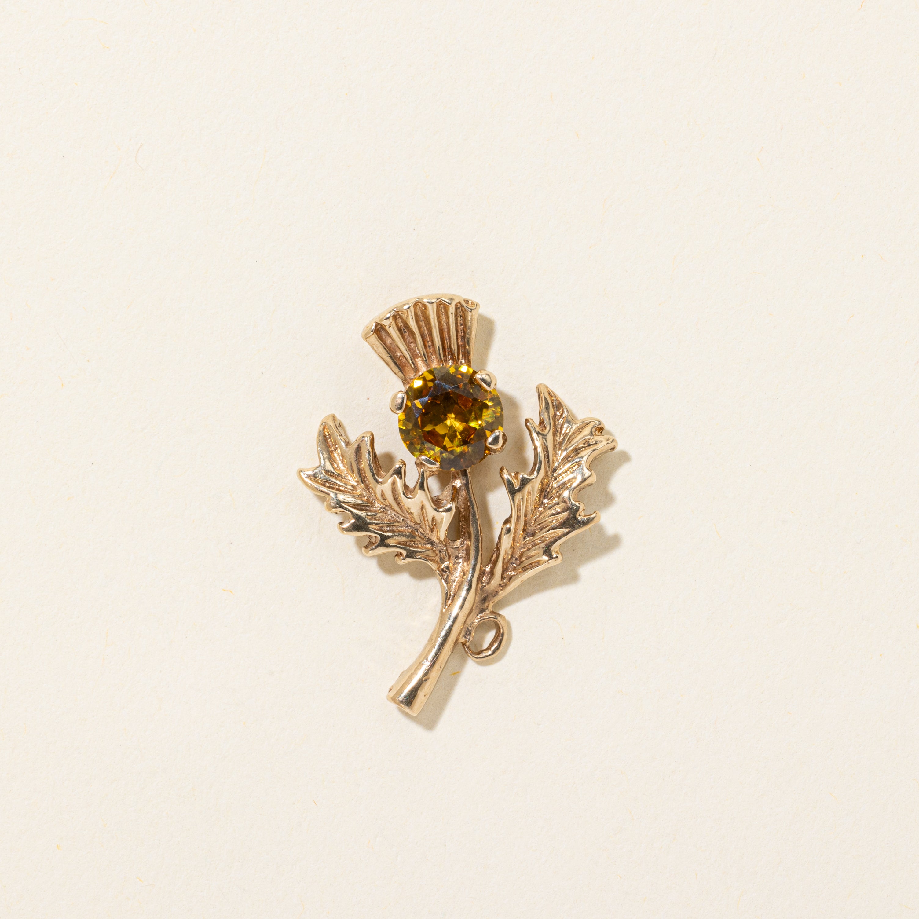 Synthetic Yellow Sapphire Engraved Holly Leaf Pendant | 1.20ct