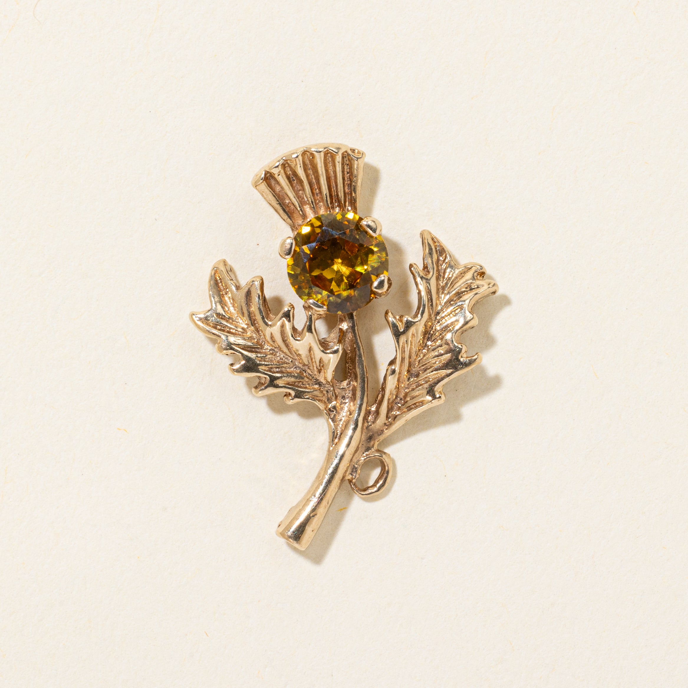 Synthetic Yellow Sapphire Engraved Holly Leaf Pendant | 1.20ct