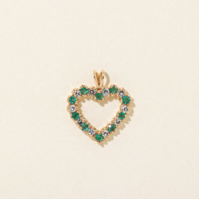 Emerald & Diamond Open Heart Pendant | 0.20ctw, 0.20ctw