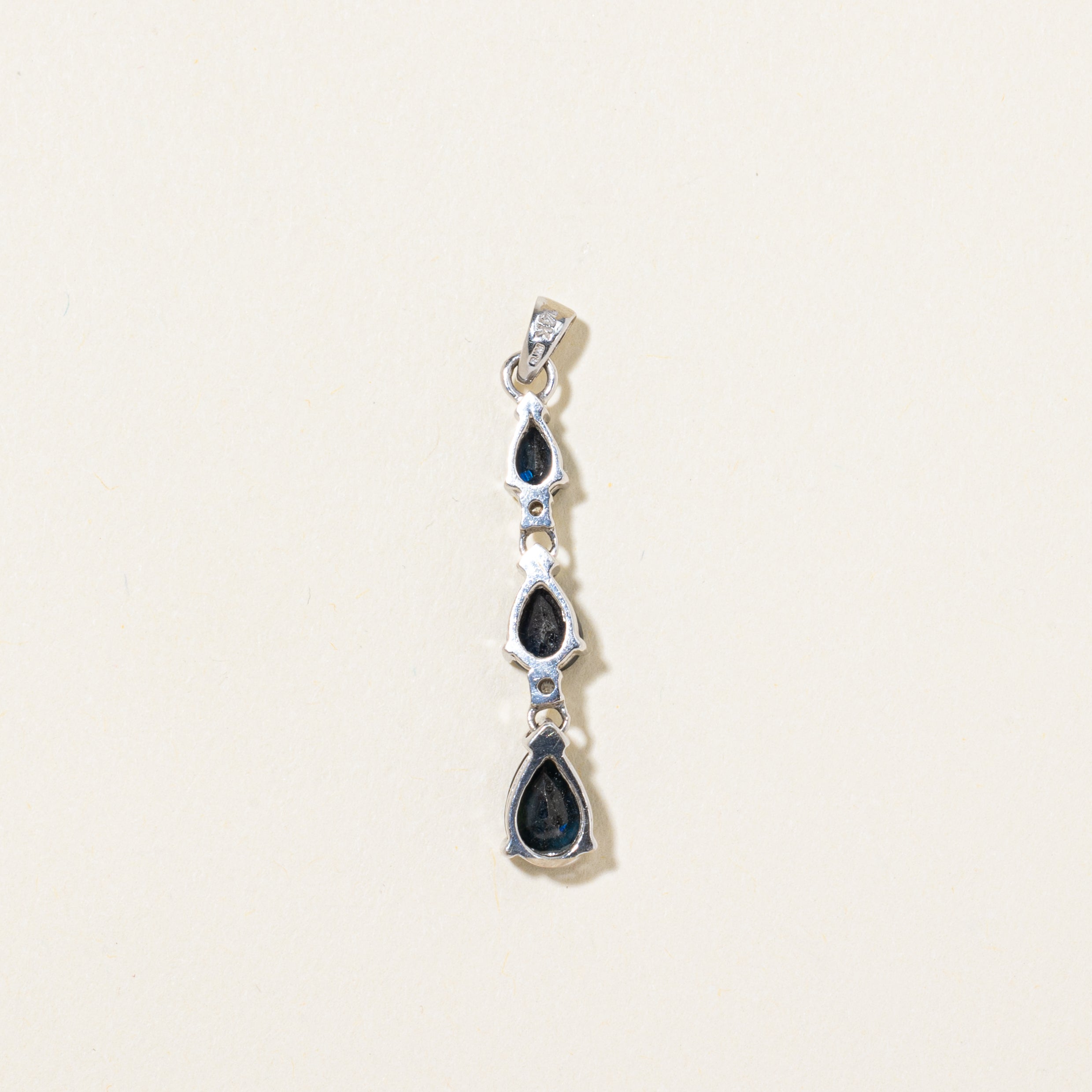 Pear Cut Sapphire & Diamond Drop Pendant | 1.50ctw, 0.04ctw