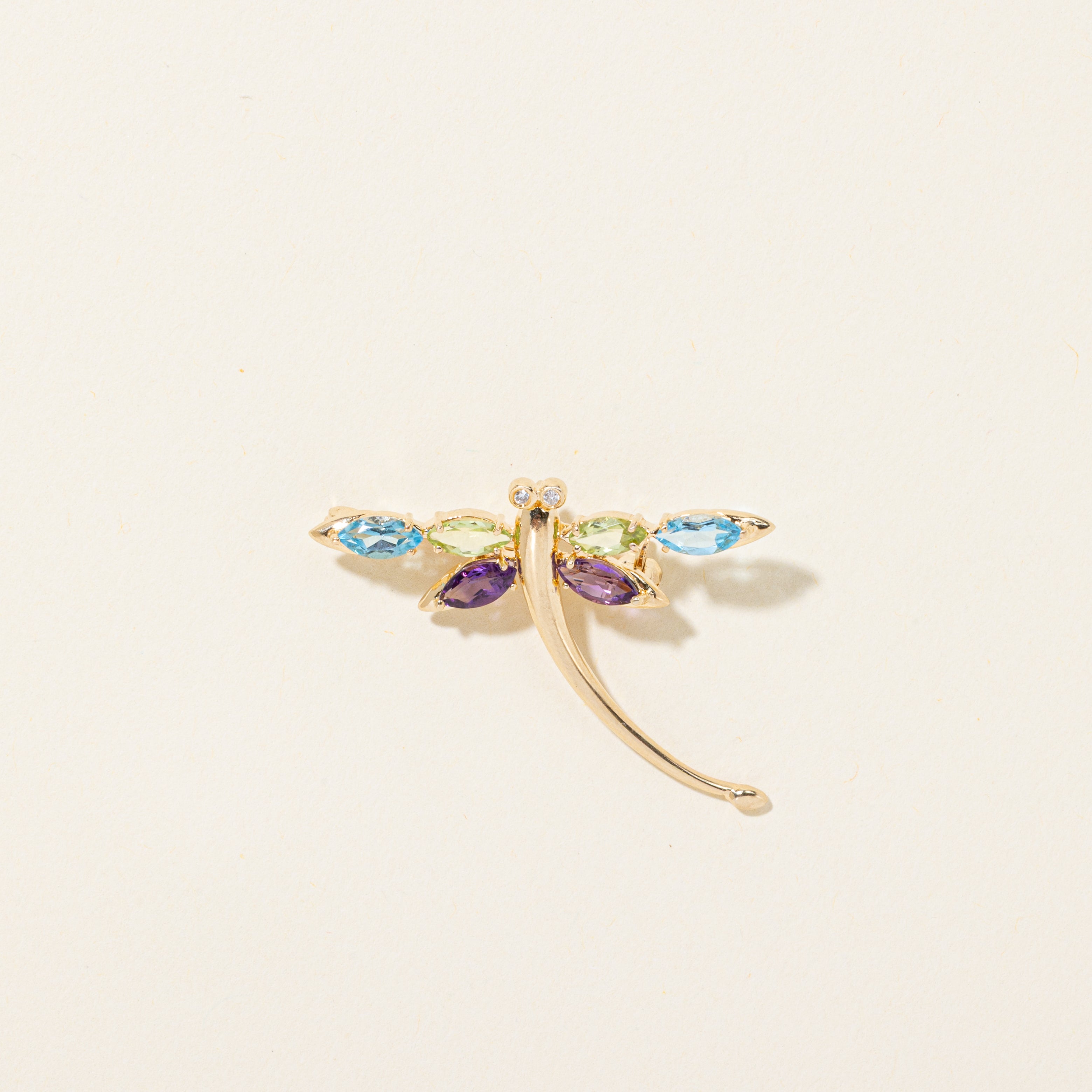 Coloured Gemstones & Diamond Dragonfly Convertible Pendant Brooch | 1.14ctw, 0.01ctw