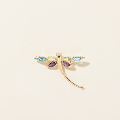 Coloured Gemstones & Diamond Dragonfly Convertible Pendant Brooch | 1.14ctw, 0.01ctw